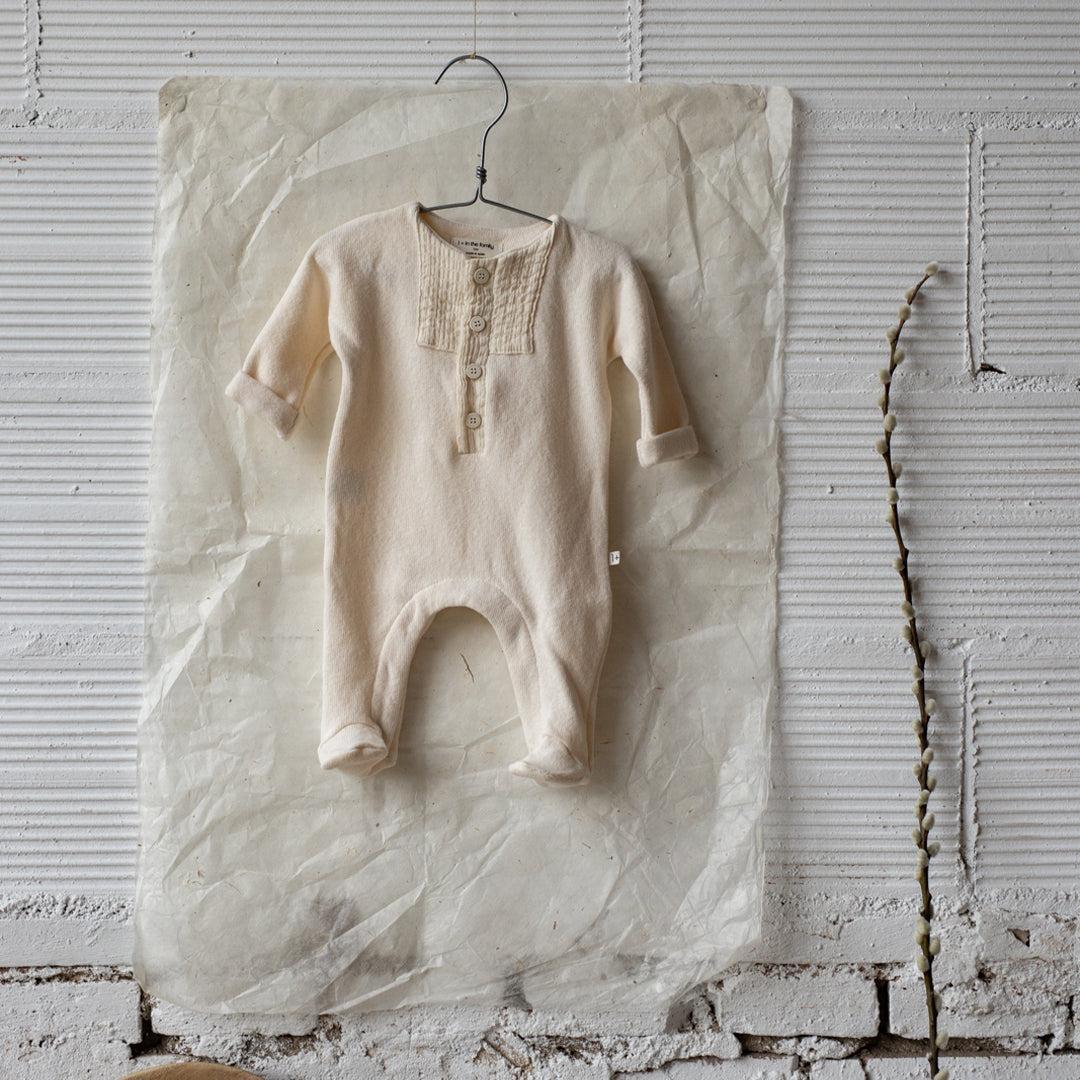 1+ In The Family Gael Jumpsuit w/feet - Ecru - Image 2