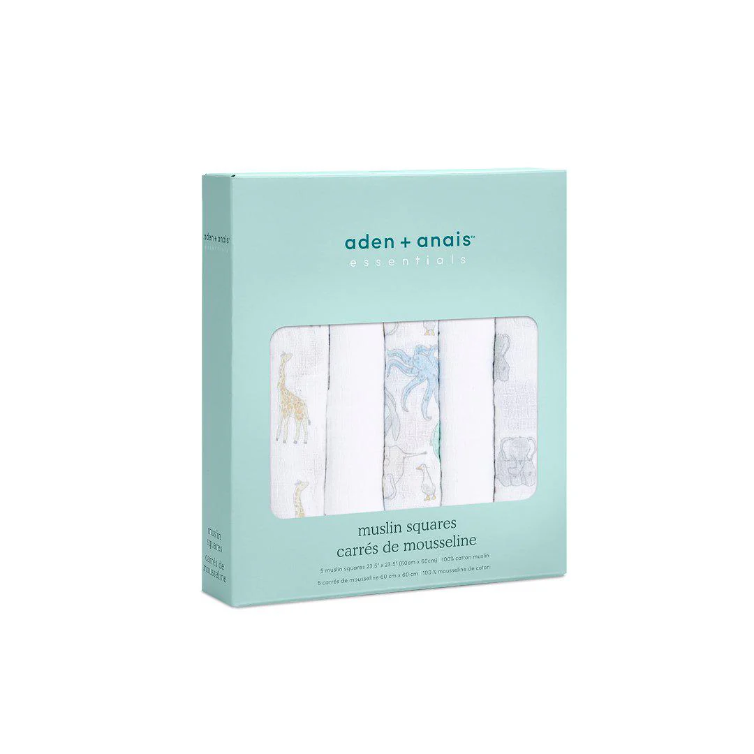 aden + anais Essentials Muslin Squares - Natural History - 5 Pack - Image 3