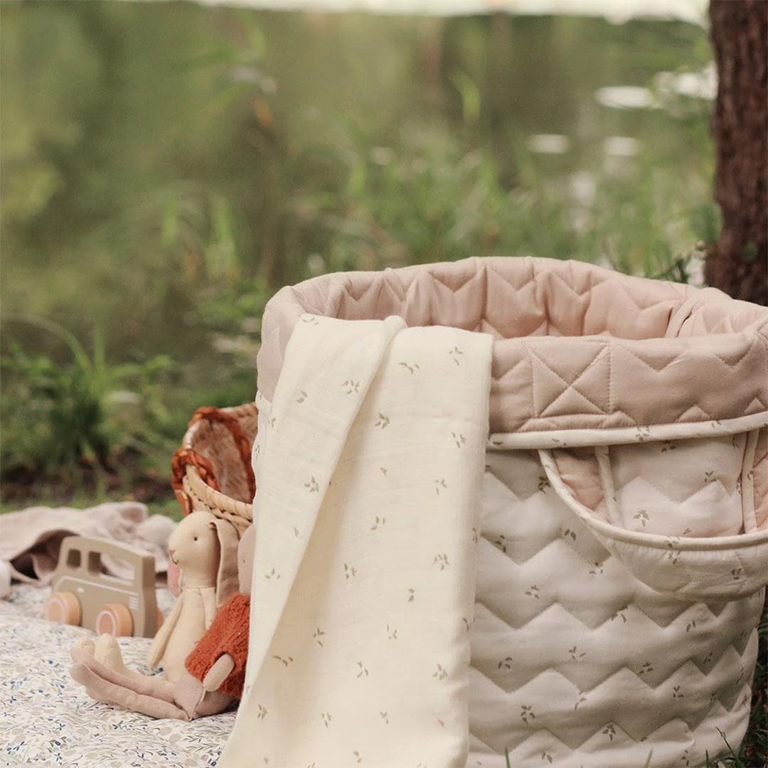 Avery Row Large Quilted Storage Basket - Nettle Scatter/Birch - Image 2