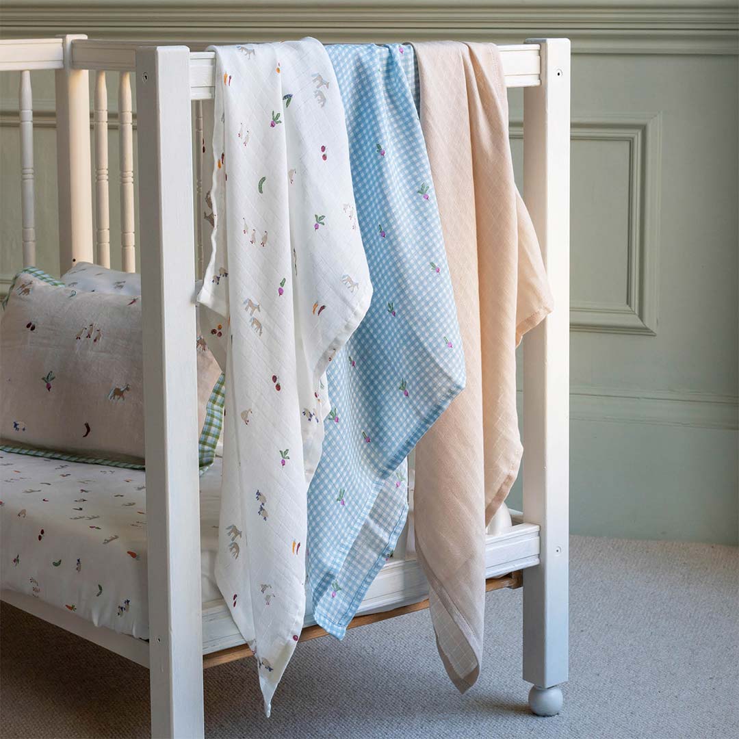 Avery Row Organic Baby Muslin Squares Set of 3 - Little Farm - Image 2