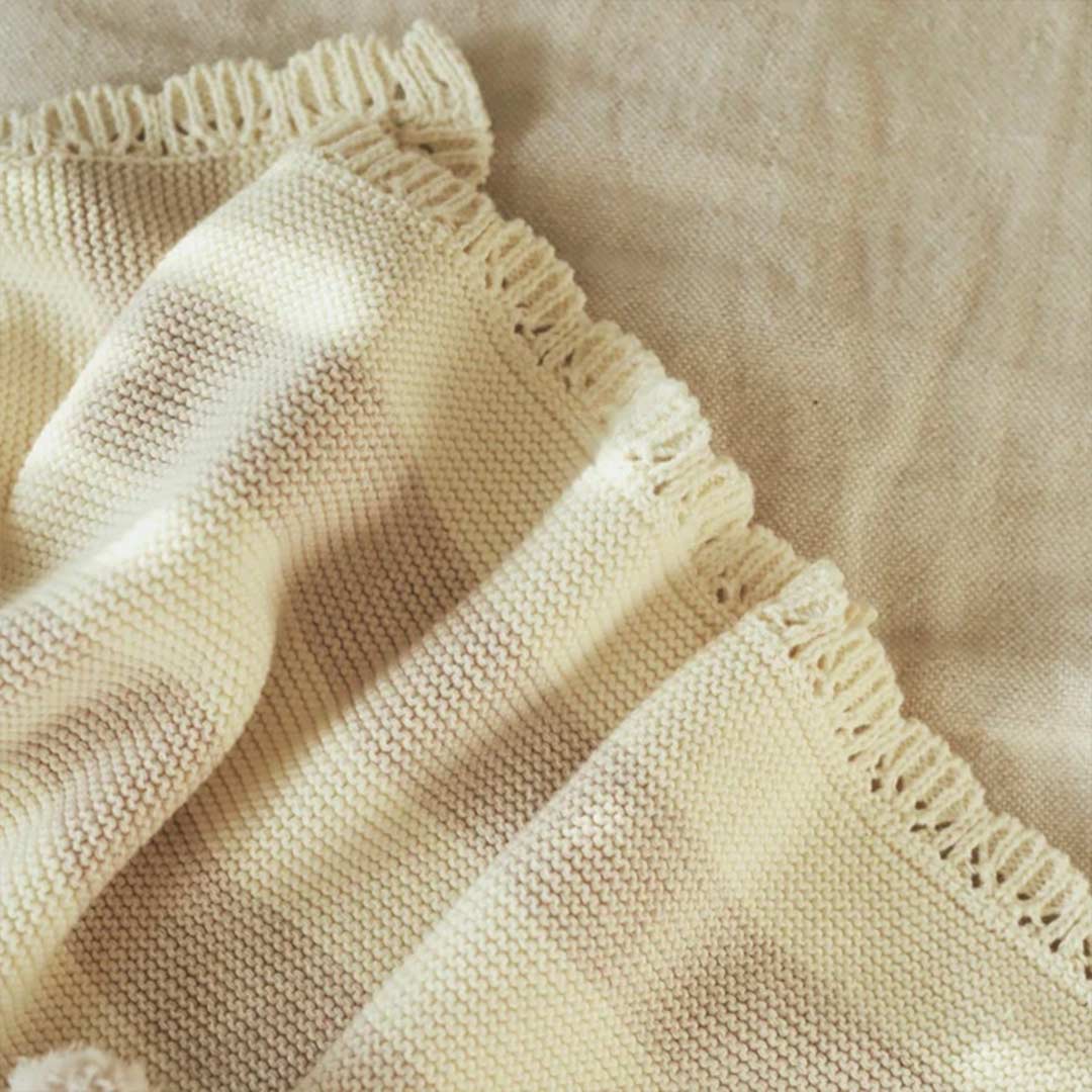 Avery Row Stripe Knit Blanket - Oat Melange - Image 4