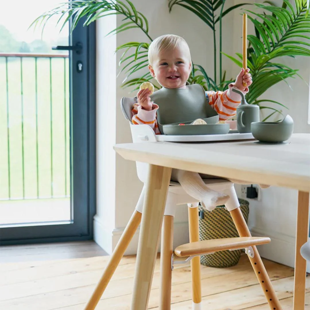 Bababing Una Highchair - White/Wood/Grey - Image 2