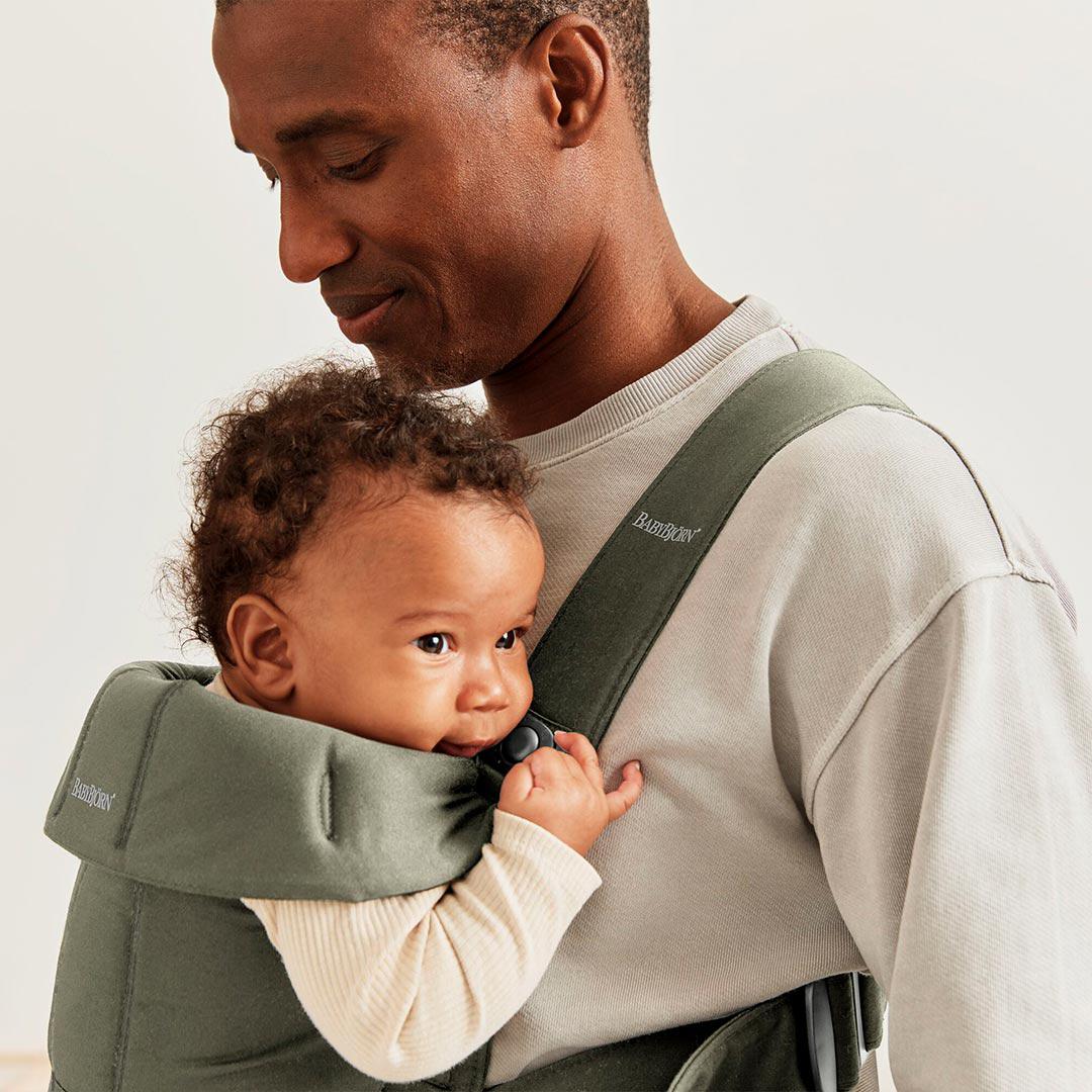 BabyBjorn Mini Woven Baby Carrier - Dark Green - Image 2