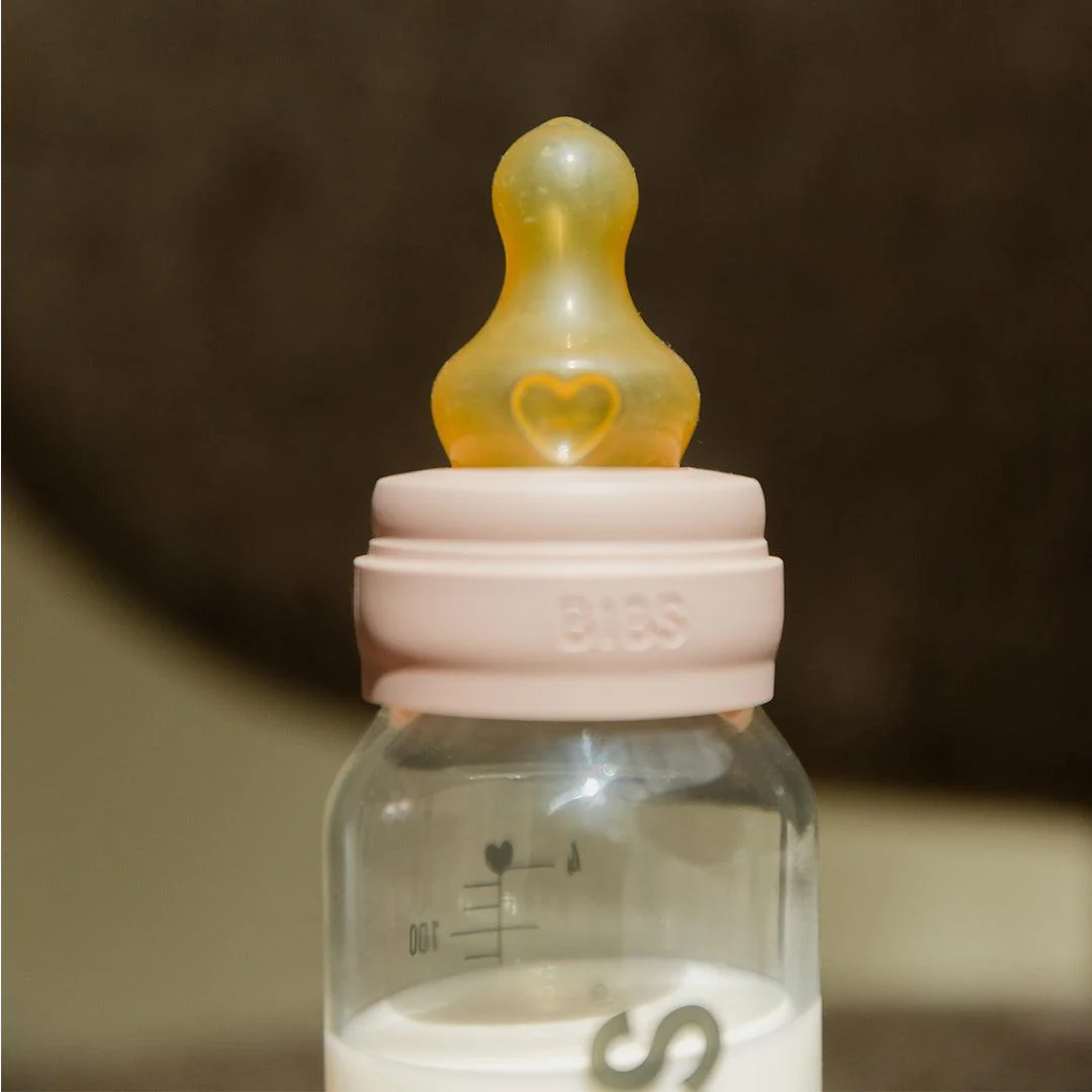BIBS Slow Flow Baby Glass Bottle Complete Set - Blush - Image 6