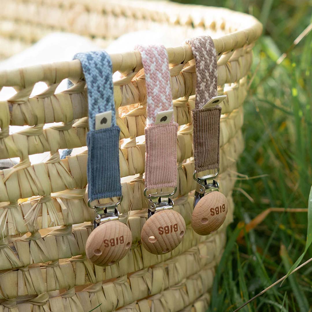 BIBS Paci Braid Pacifier Clip - Petrol + Baby Blue - Image 2