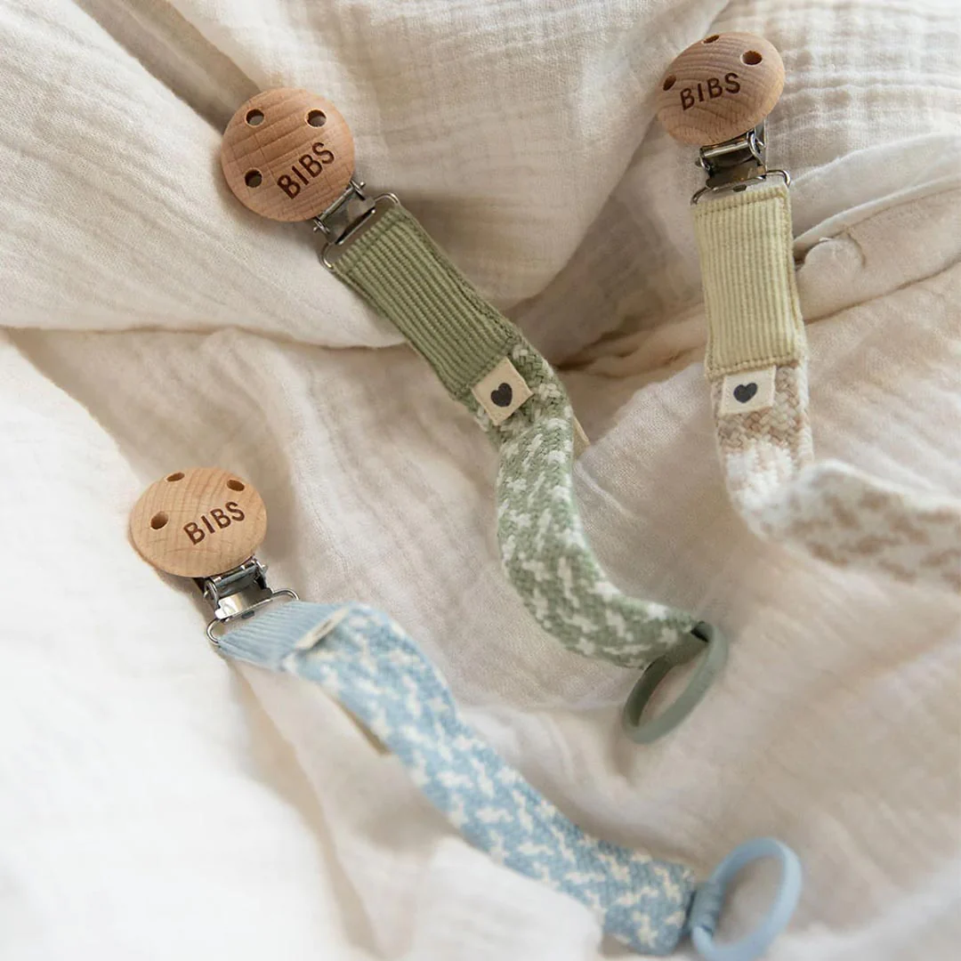 BIBS Paci Braid Pacifier Clip - Petrol + Baby Blue - Image 3