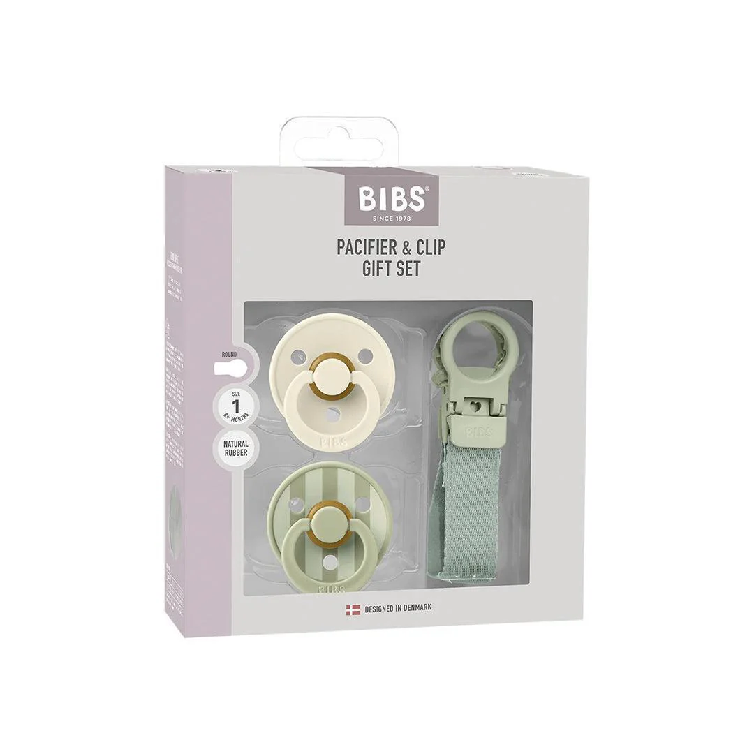 BIBS World Latex Colour Pacifier & Loop Clip Gift Set - Sage