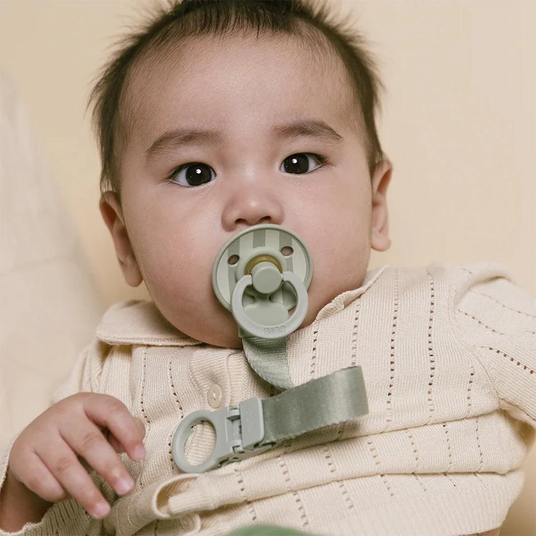 BIBS World Latex Colour Pacifier & Loop Clip Gift Set - Sage - Image 2