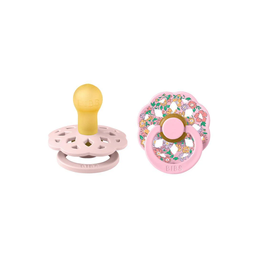 BIBS X LIBERTY Latex Pacifier Boheme 2 Pack Oscar Meadow - Blossom / Baby Pink - Image 3