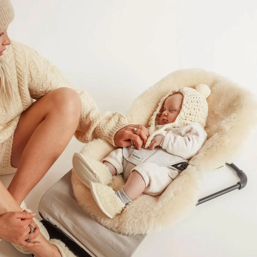BINIBAMBA Merino Sheepskin Baby Booties - Milk - Image 4