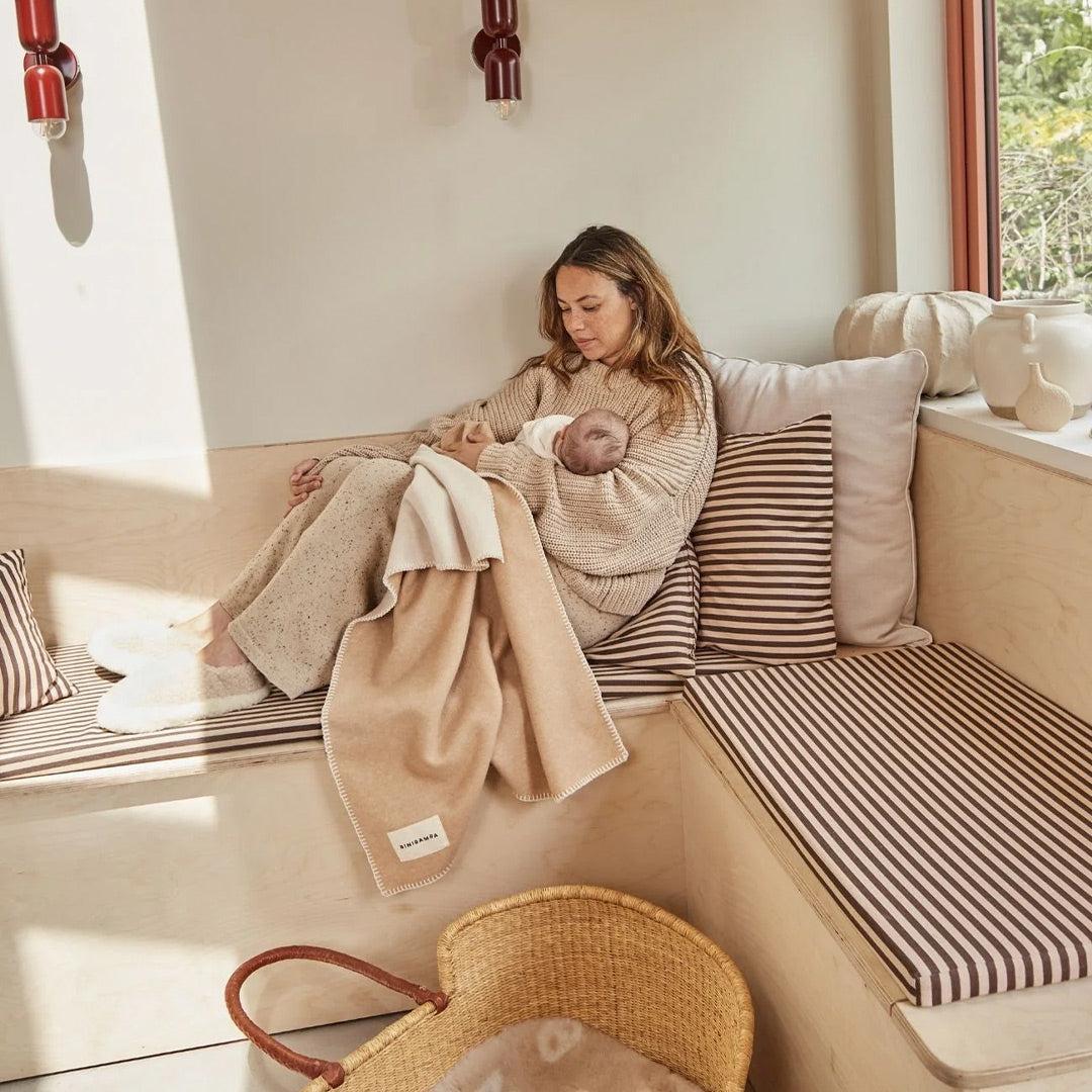 BINIBAMBA Merino Blanket - Camel + Milk - Image 2