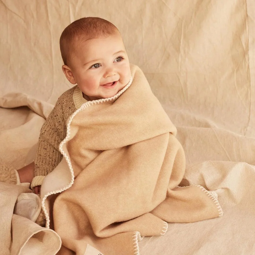 BINIBAMBA Merino Blanket - Camel + Milk - Image 3