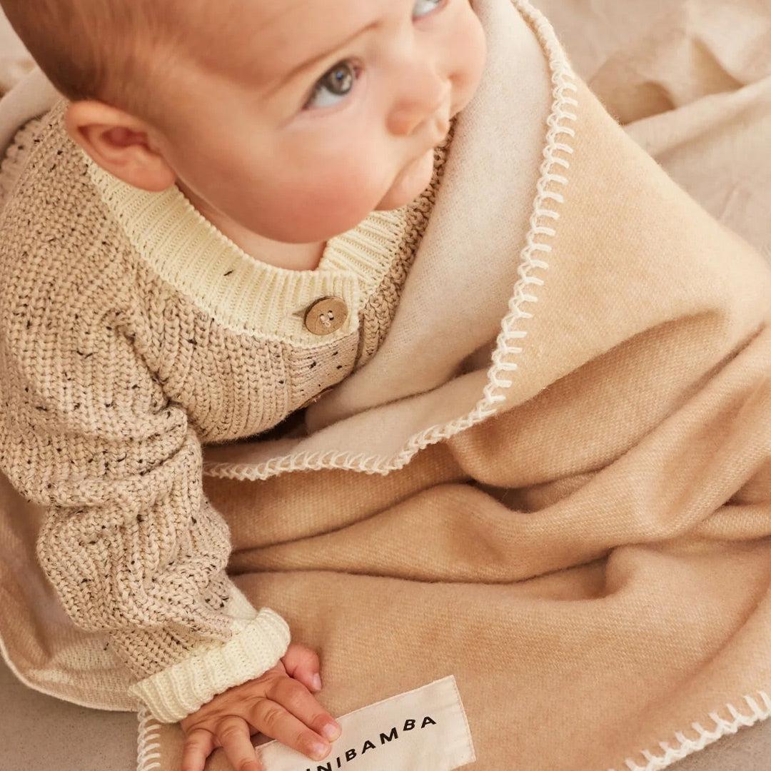 BINIBAMBA Merino Blanket - Camel + Milk - Image 4