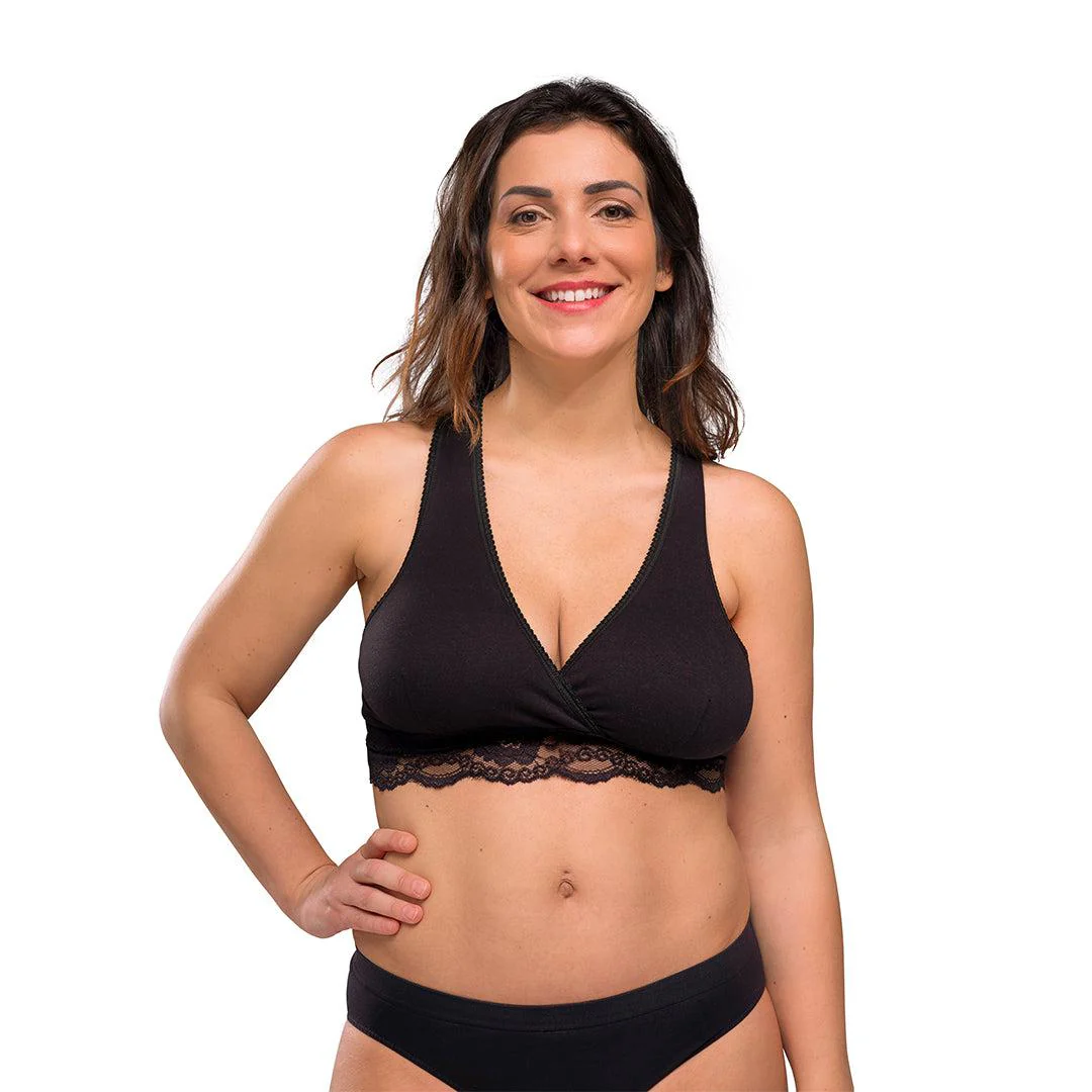 Carriwell Crossover Sleeping + Nursing Bra - Black - Image 4