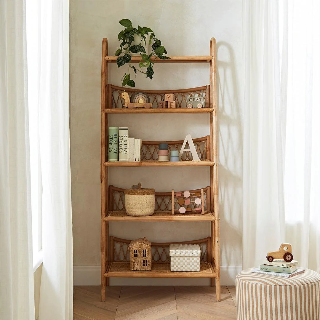 CuddleCo Aria 5 Tier Rattan Shelving Unit - Natural - Image 2