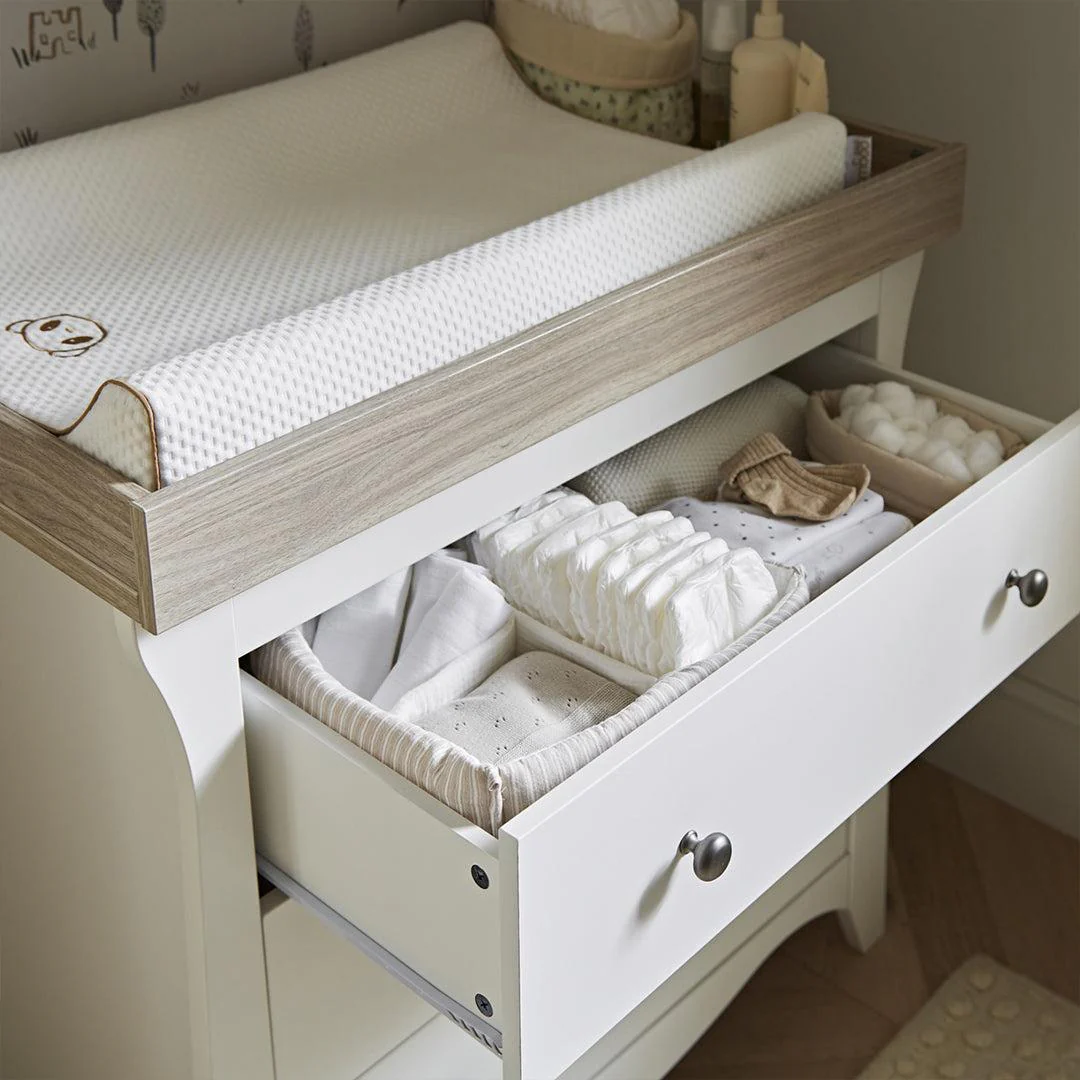 CuddleCo Clara 3-Drawer Dresser + Changer - White/Ash - Image 3