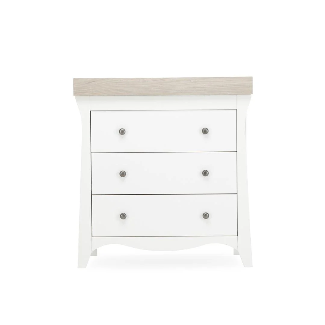 CuddleCo Clara 3 Piece Set 3-Drawer Dresser Cot Bed + Wardrobe - White/Ash - Image 15