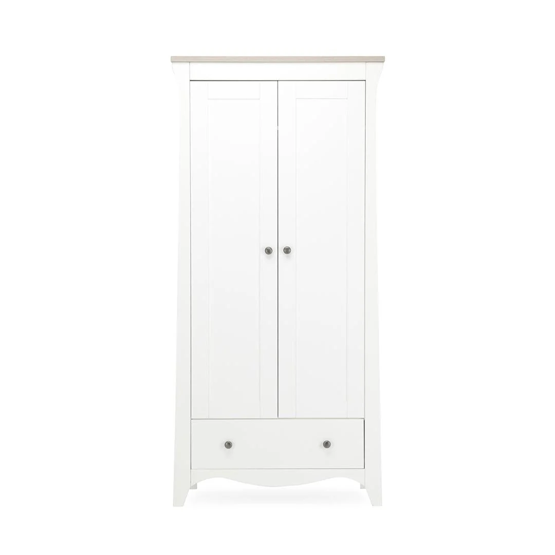 CuddleCo Clara 3 Piece Set 3-Drawer Dresser Cot Bed + Wardrobe - White/Ash - Image 17