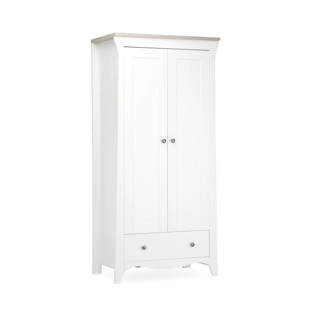 CuddleCo Clara 3 Piece Set 3-Drawer Dresser Cot Bed + Wardrobe - White/Ash - Image 18
