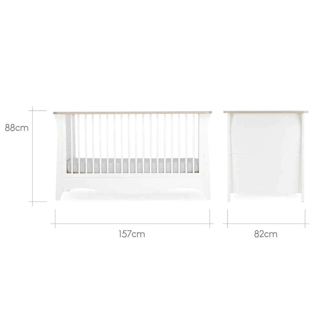 CuddleCo Clara 3 Piece Set 3-Drawer Dresser Cot Bed + Wardrobe - White/Ash - Image 19