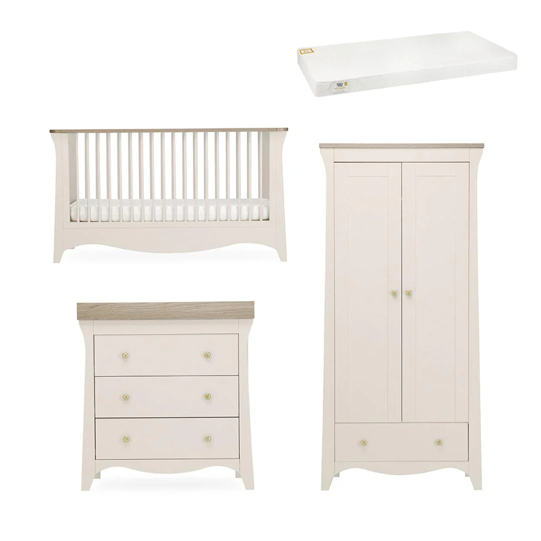 CuddleCo Clara 3 Piece Set Drawer Dresser Cot Bed + Wardrobe - Cashmere - Image 24