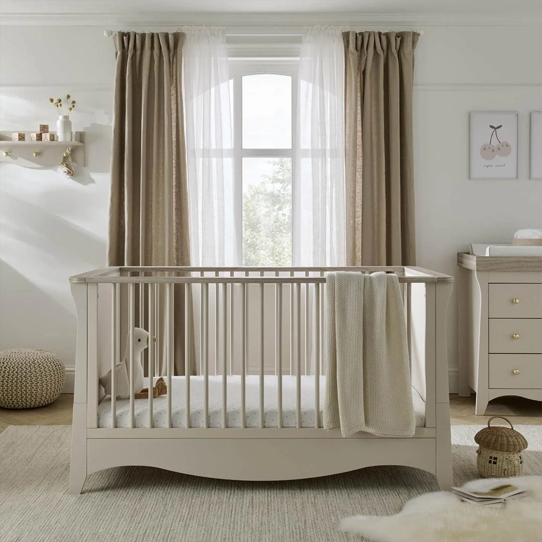 CuddleCo Clara 3 Piece Set Drawer Dresser Cot Bed + Wardrobe - Cashmere - Image 7