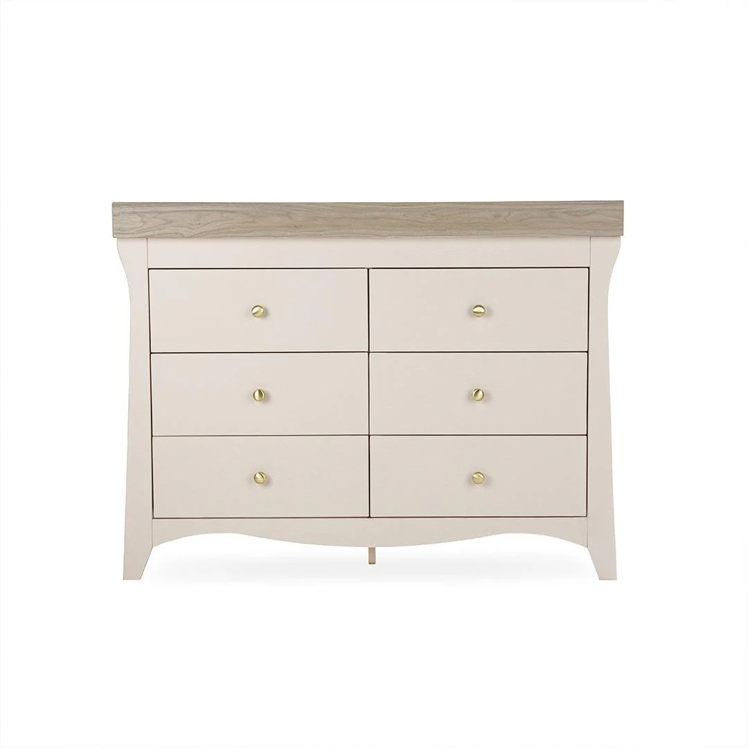 CuddleCo Clara Wide 6 Draw Dresser Changer - Cashmere/Ash
