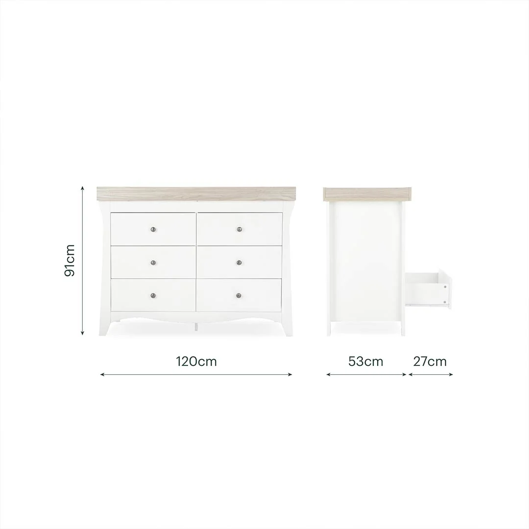 CuddleCo Clara Wide 6 Draw Dresser Changer - White/Ash - Image 6