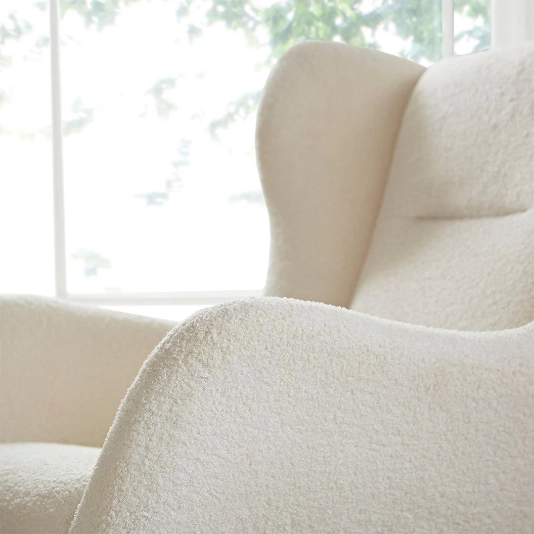CuddleCo Marley Nursing Chair & Footstool - Teddy Off White - Image 4