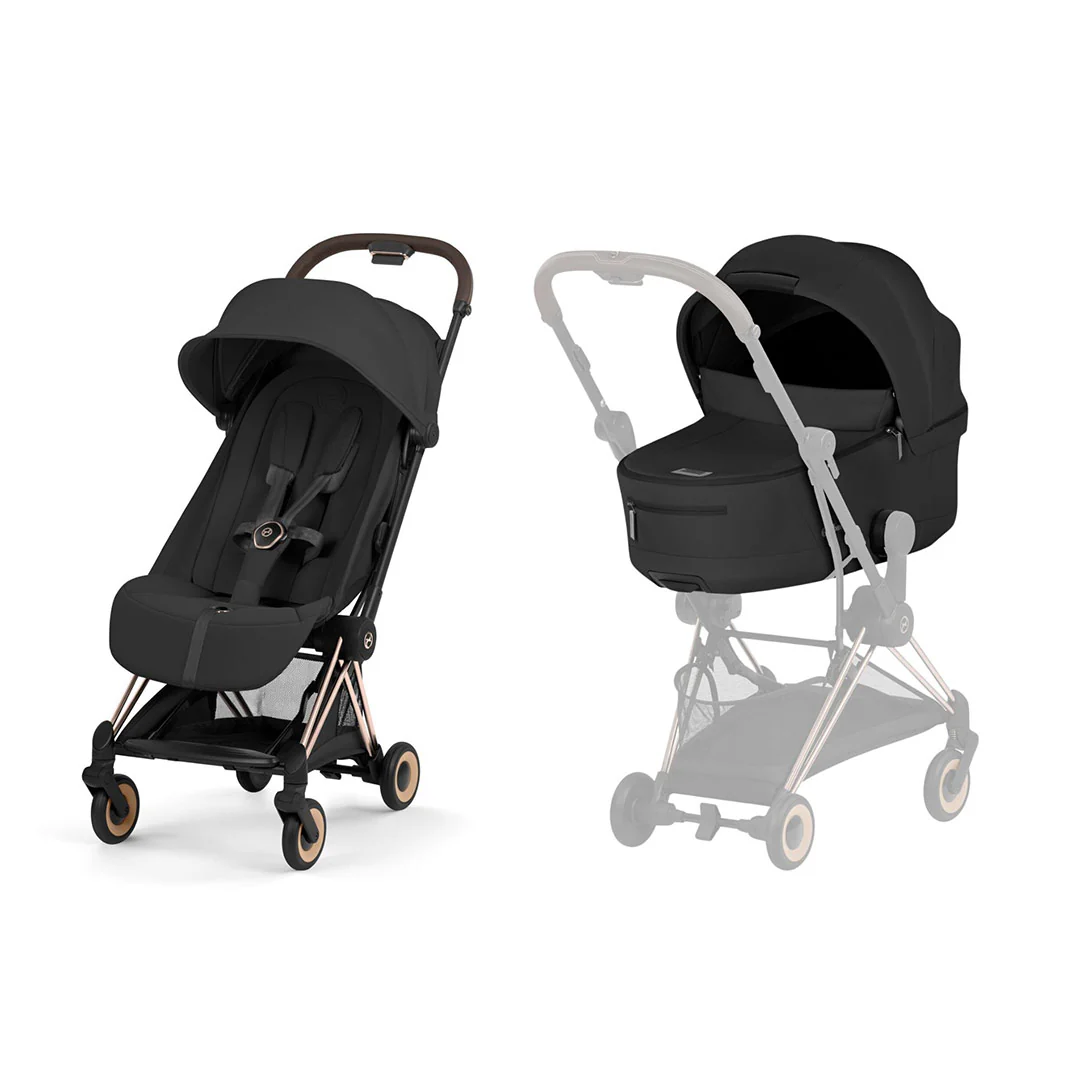 CYBEX Coya Comfort Compact Stroller & Carrycot - Sepia Black/Rose Gold