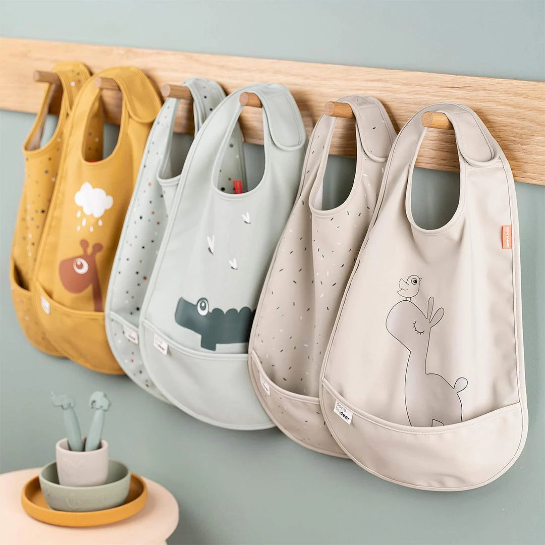 Done By Deer Bib with Velcro 2 Pack - Croco Green - Image 3