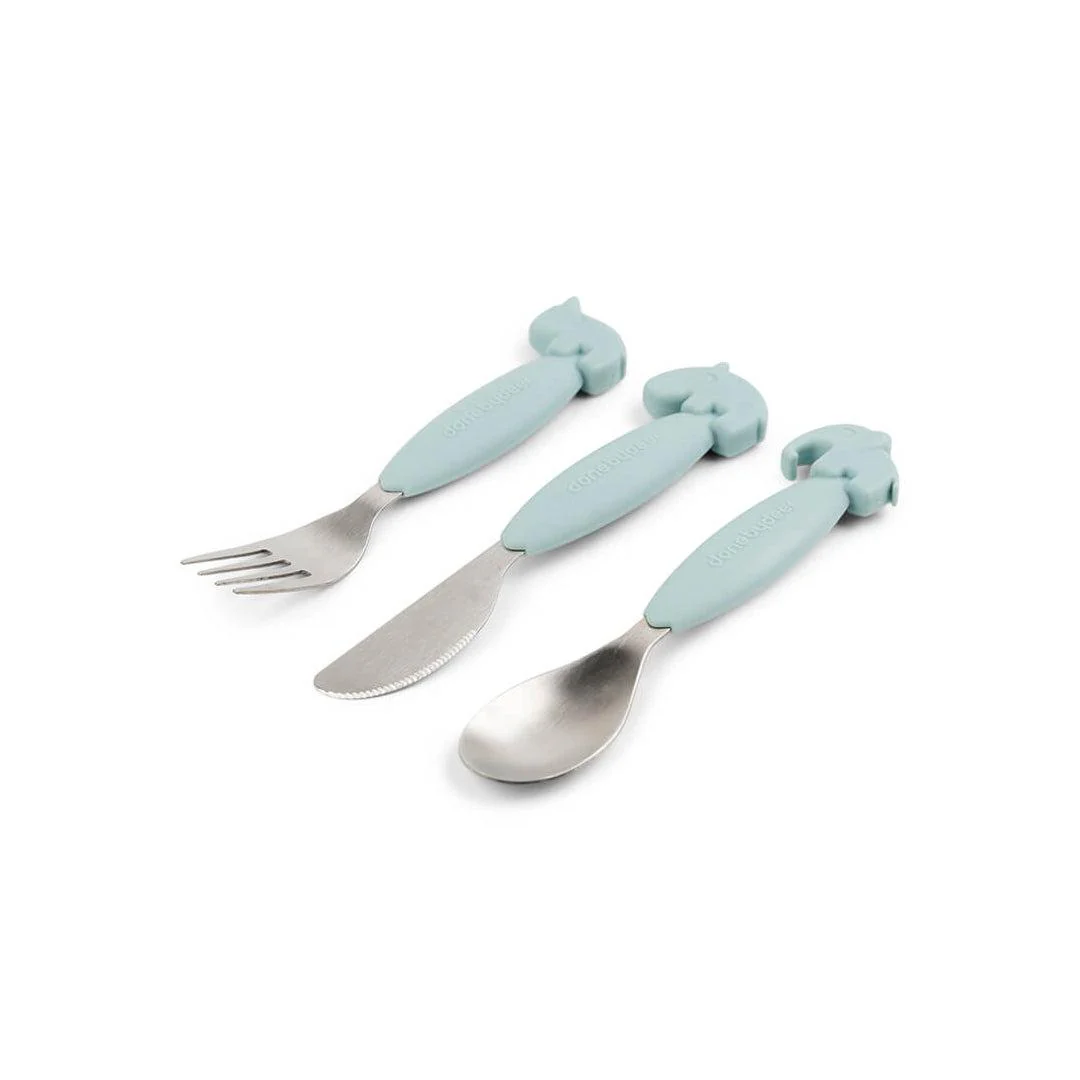 Done by Deer Easy-Grip Cutlery Set - Blue - Deer Friends - Image 4