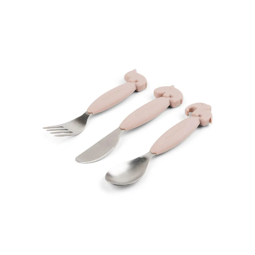 Done by Deer Easy-Grip Cutlery Set - Powder - Deer Friends - Image 4