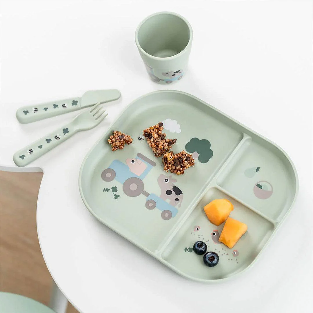Done by Deer Foodie Dinner Set w/suction - Tiny Farm Green - Image 2