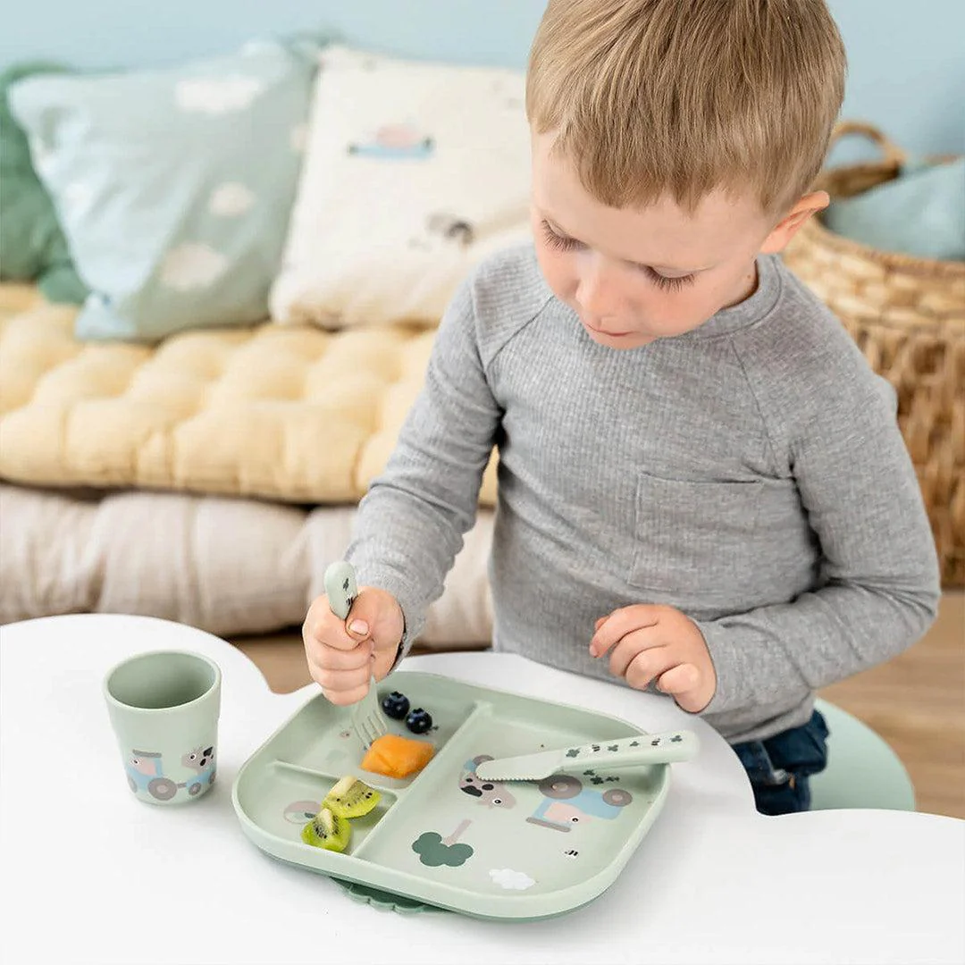 Done by Deer Foodie Dinner Set w/suction - Tiny Farm Green - Image 3