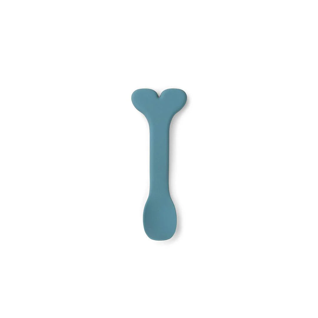 Done by Deer Silicone Stick & Stay Bowl + Baby Spoon  - Blue - Wally - Image 3
