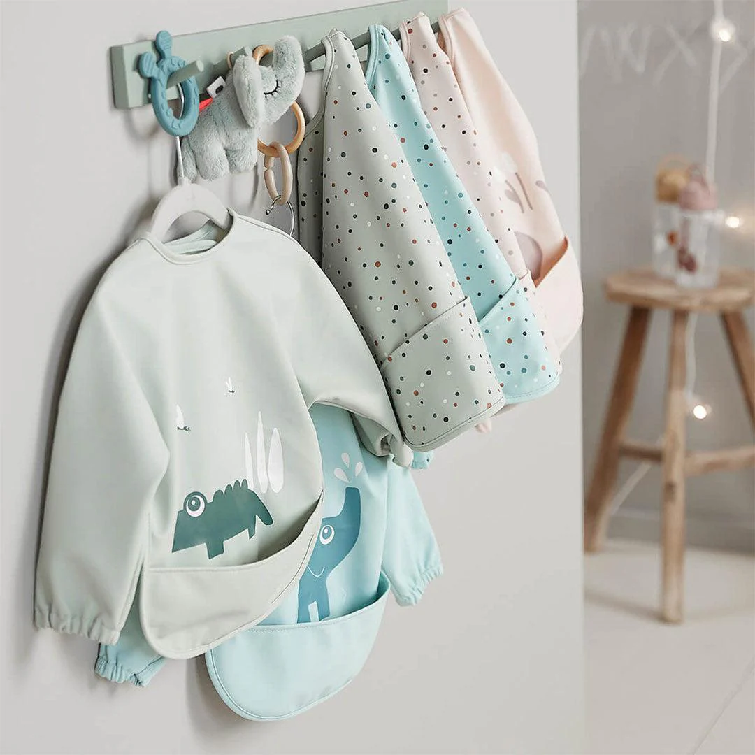 Done by Deer Sleeved Pocket Bib - Green - Croco - Image 3