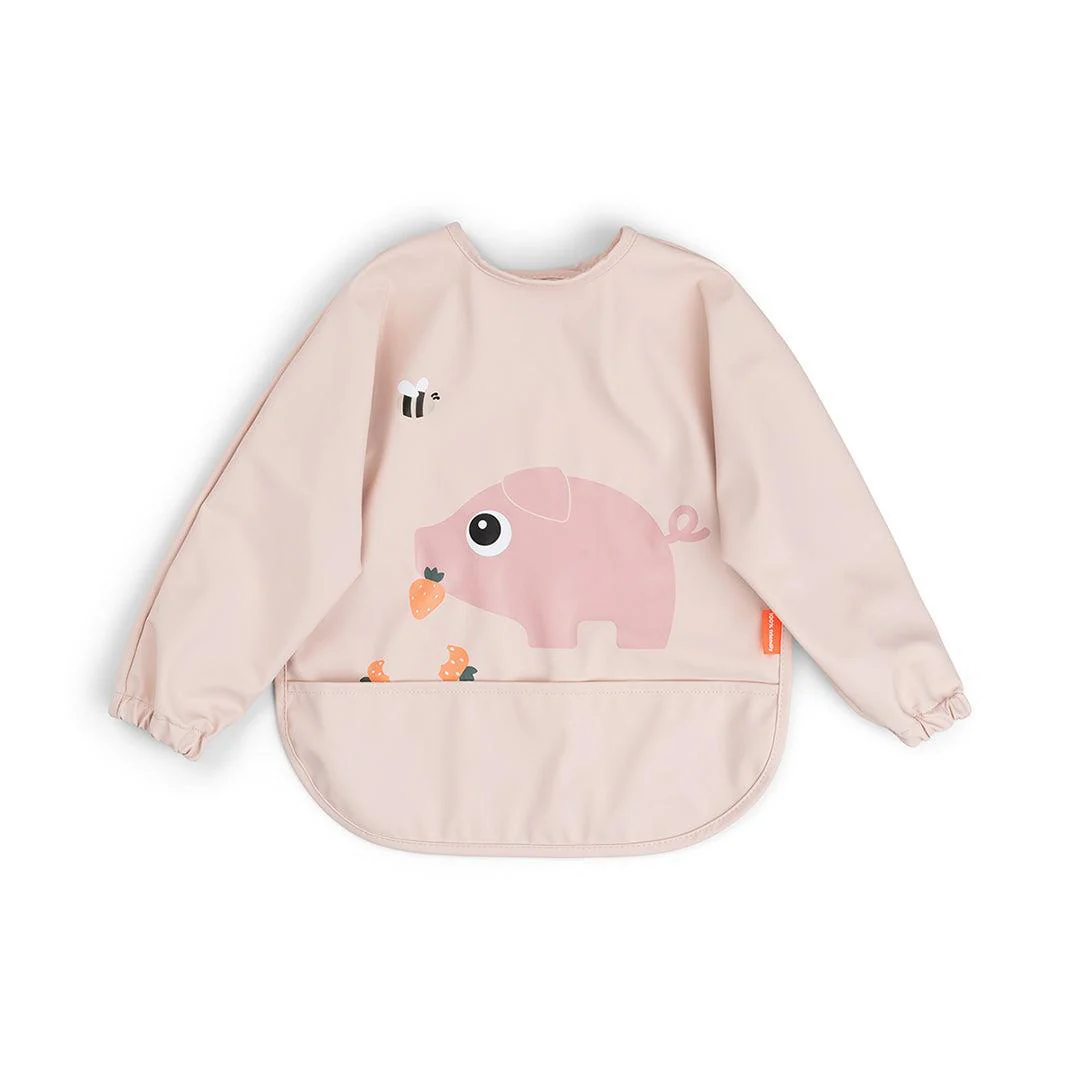 Done By Deer Sleeved Pocket Bib - Tiny Farm Powder