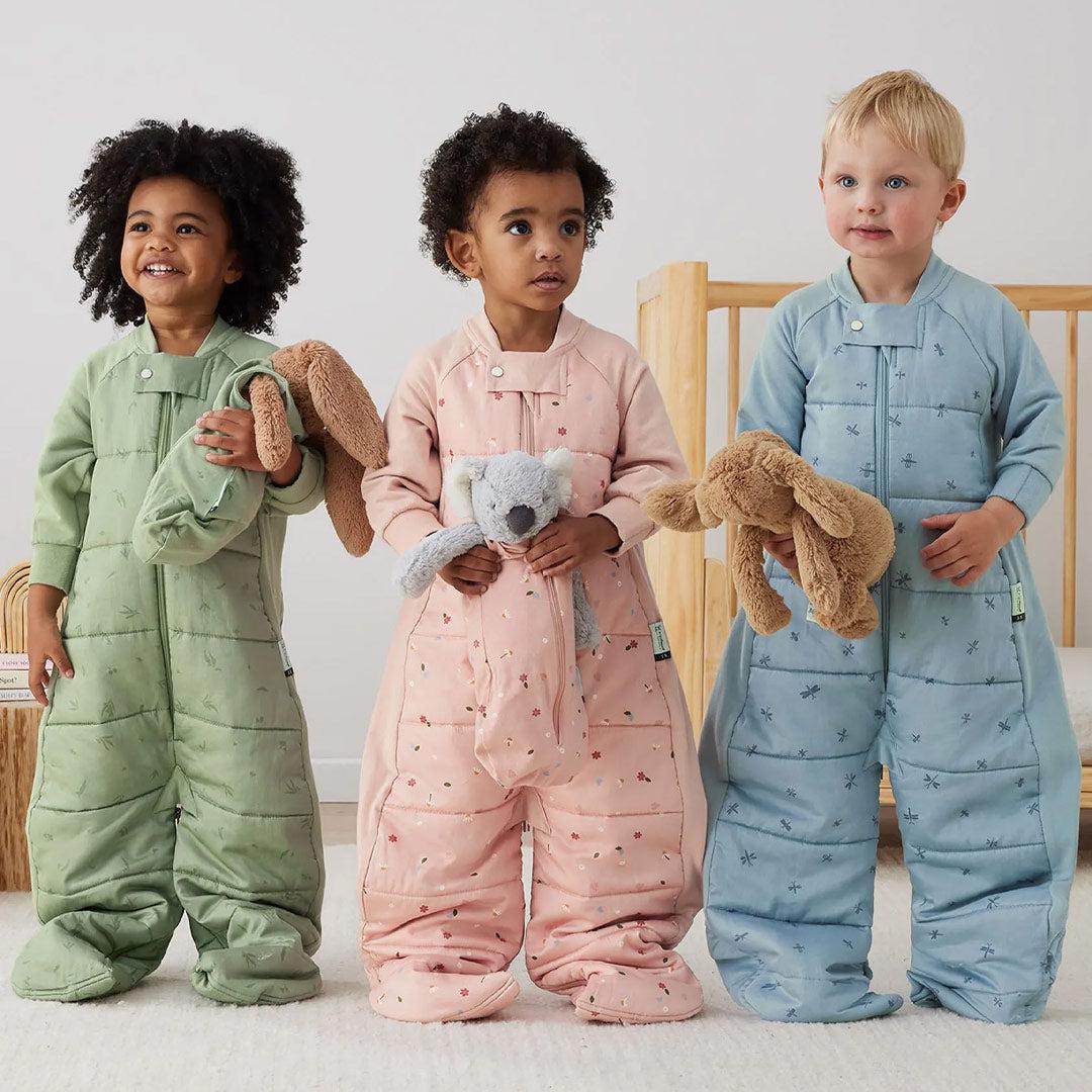 ergoPouch - Organic Winter Long Sleeved 2 In 1 Sleeping Suit Bag - 3.5 TOG - Blue Dragonflies - Image 4