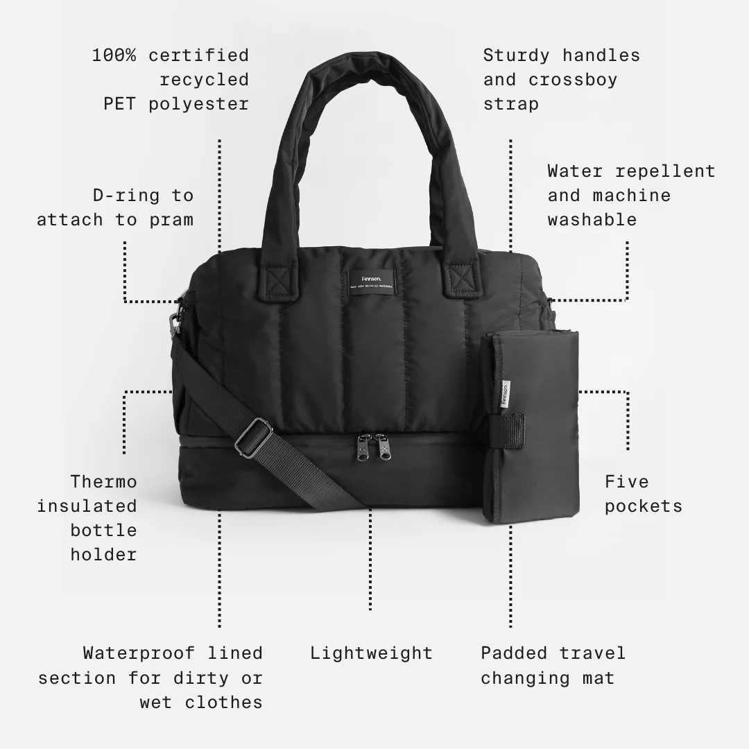 Finnson Innes Eco Holdall Changing Bag With Changing Mat - Black - Image 3