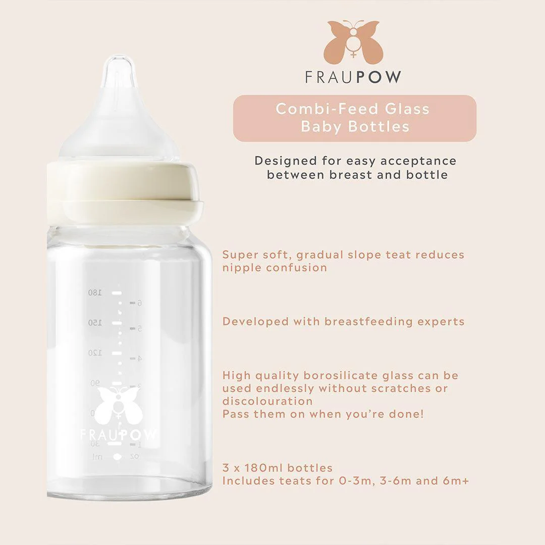 Fraupow Combi-Feed Glass Baby Bottles | Pack of 3 - Image 5