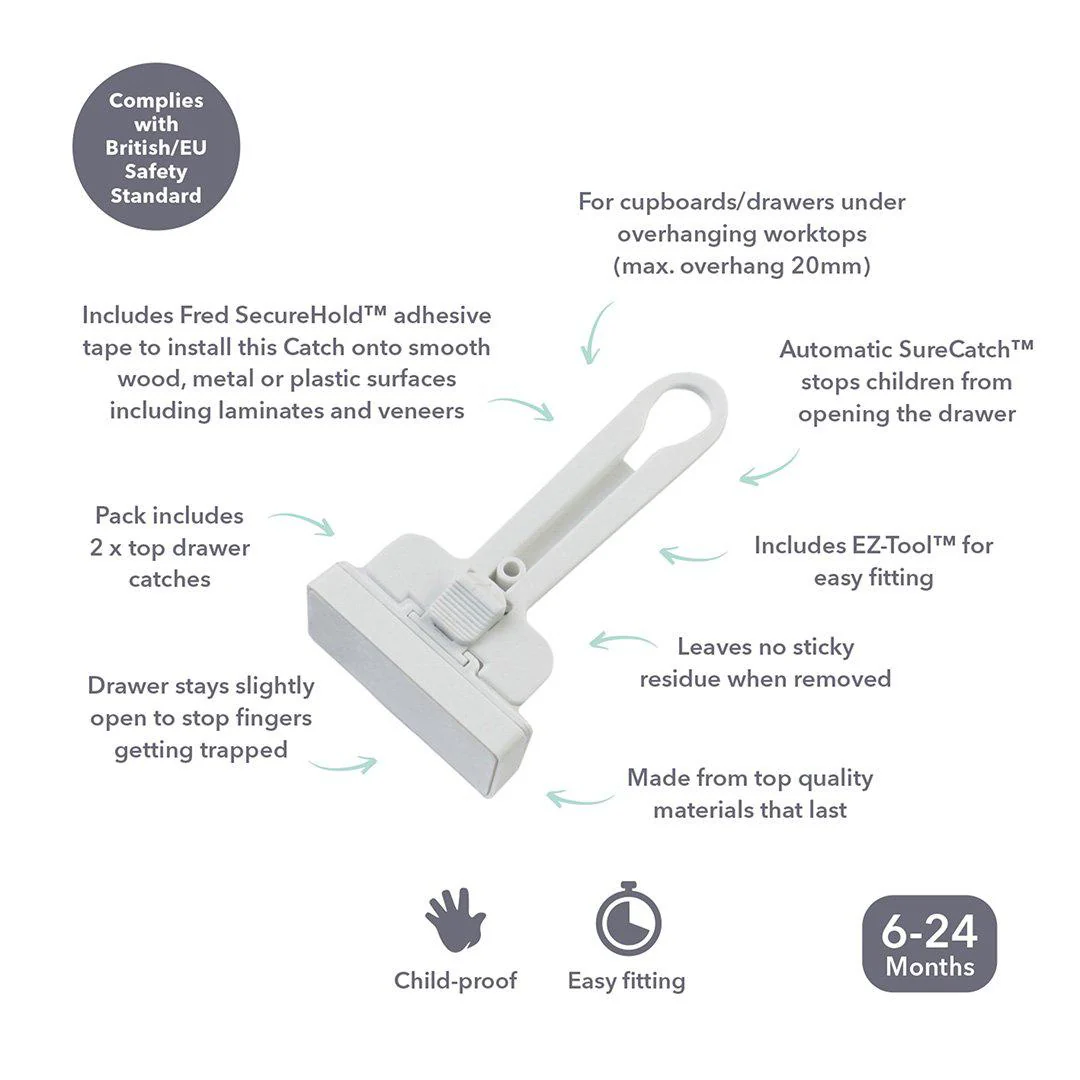 Fred Adhesive Top Drawer Catches - Pure White V2 - 2 Pack - Image 6