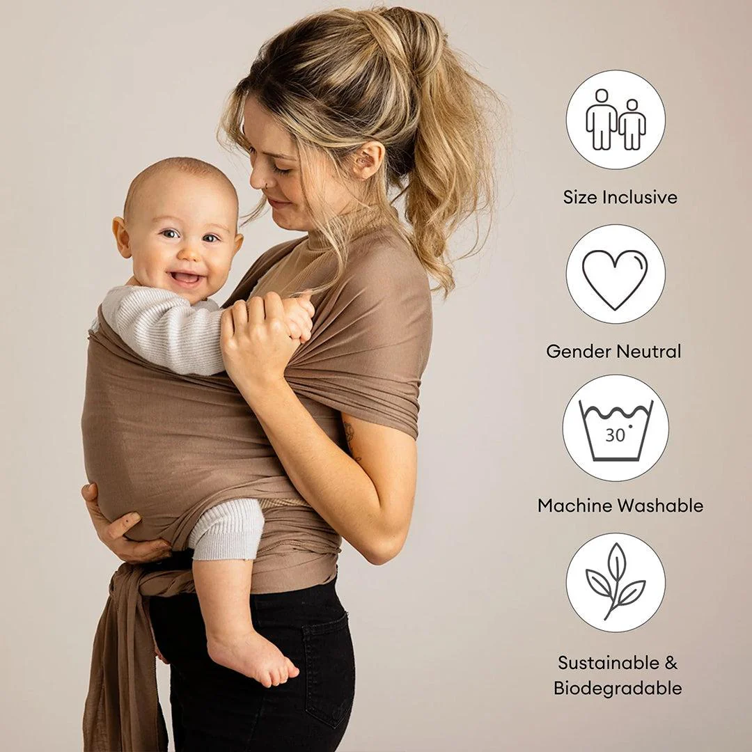 Gaia Baby Gaia Stretchy Baby Wrap Carrier - Organic Cotton - Nutmeg - Image 6