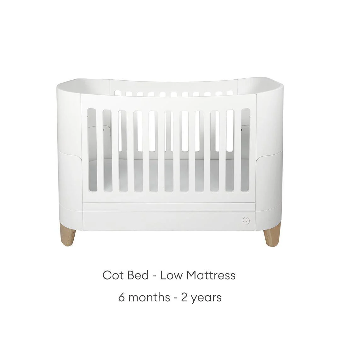Gaia Baby Serena Cot Bed + Bedside Crib Set- Includes Bedside (Incl Bedside mattress) Cot Bed and Dresser - White / Natural - Image 8