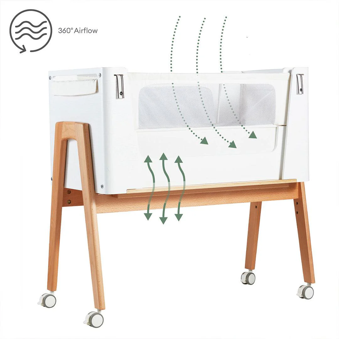 Gaia Hera Bedside Crib² - Scandi White/Natural - Image 15