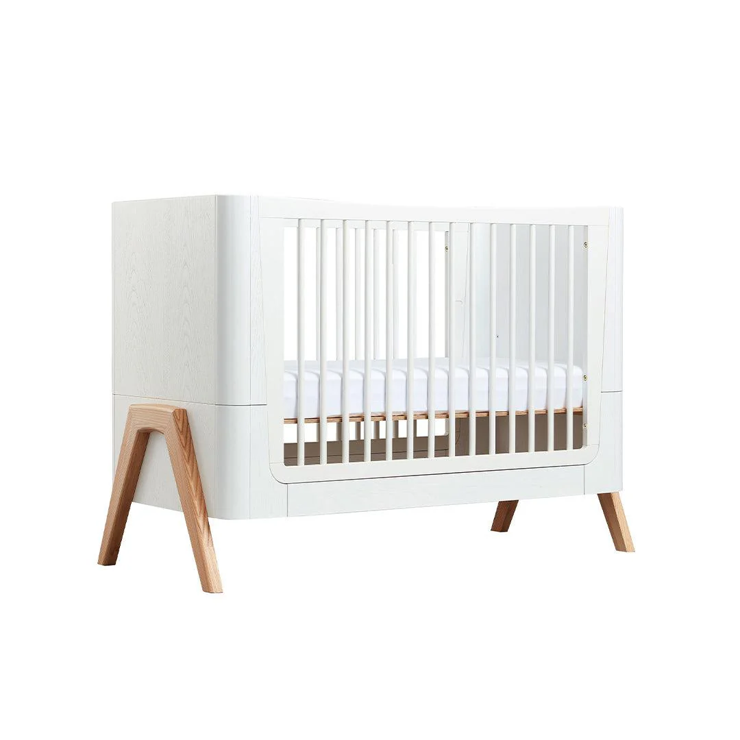 Gaia Hera Complete Sleep Cot Bed - Scandi-White + Natural - Image 8