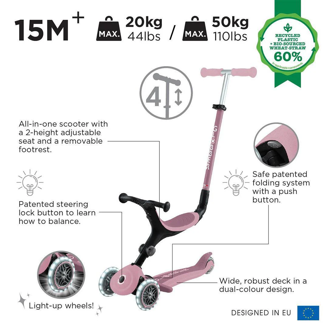 Globber Go Up Eco Active Lights Scooter - Berry - Image 3