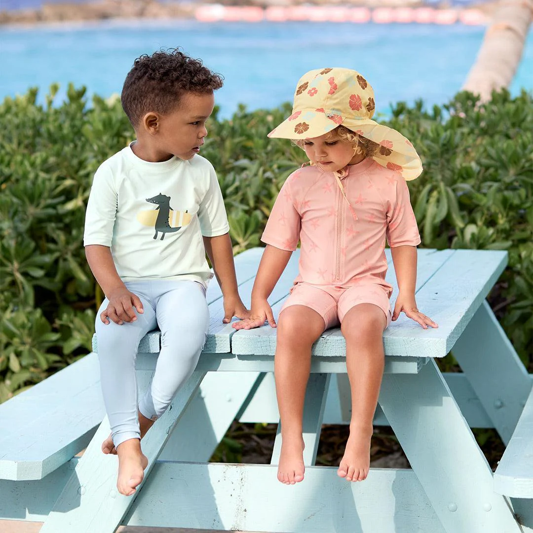 Lassig Short Sleeve Sunsuit - Peach - Starfish - Image 2