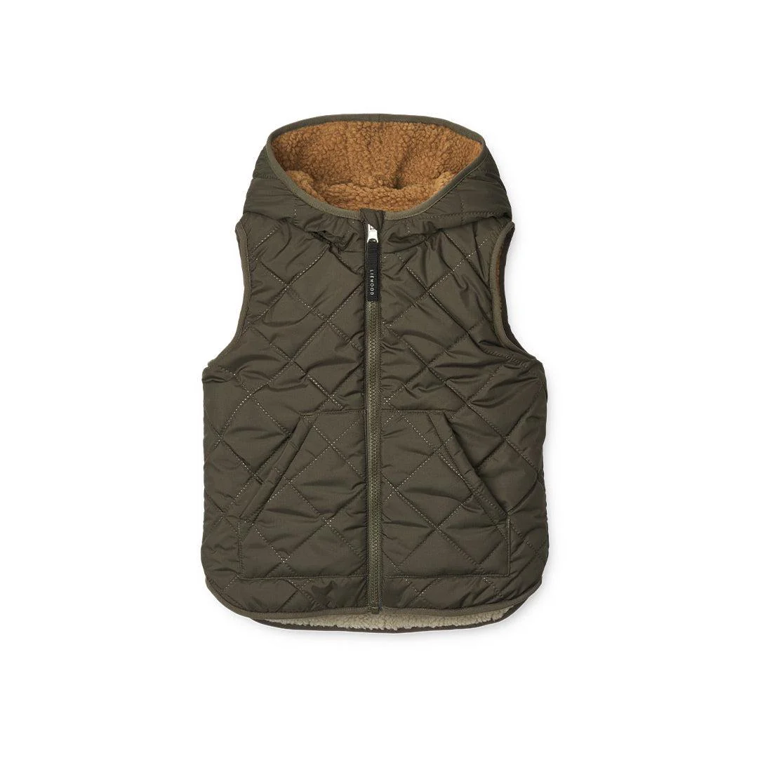 Liewood Diana Reversible Vest - Army Brown Mix - Image 5