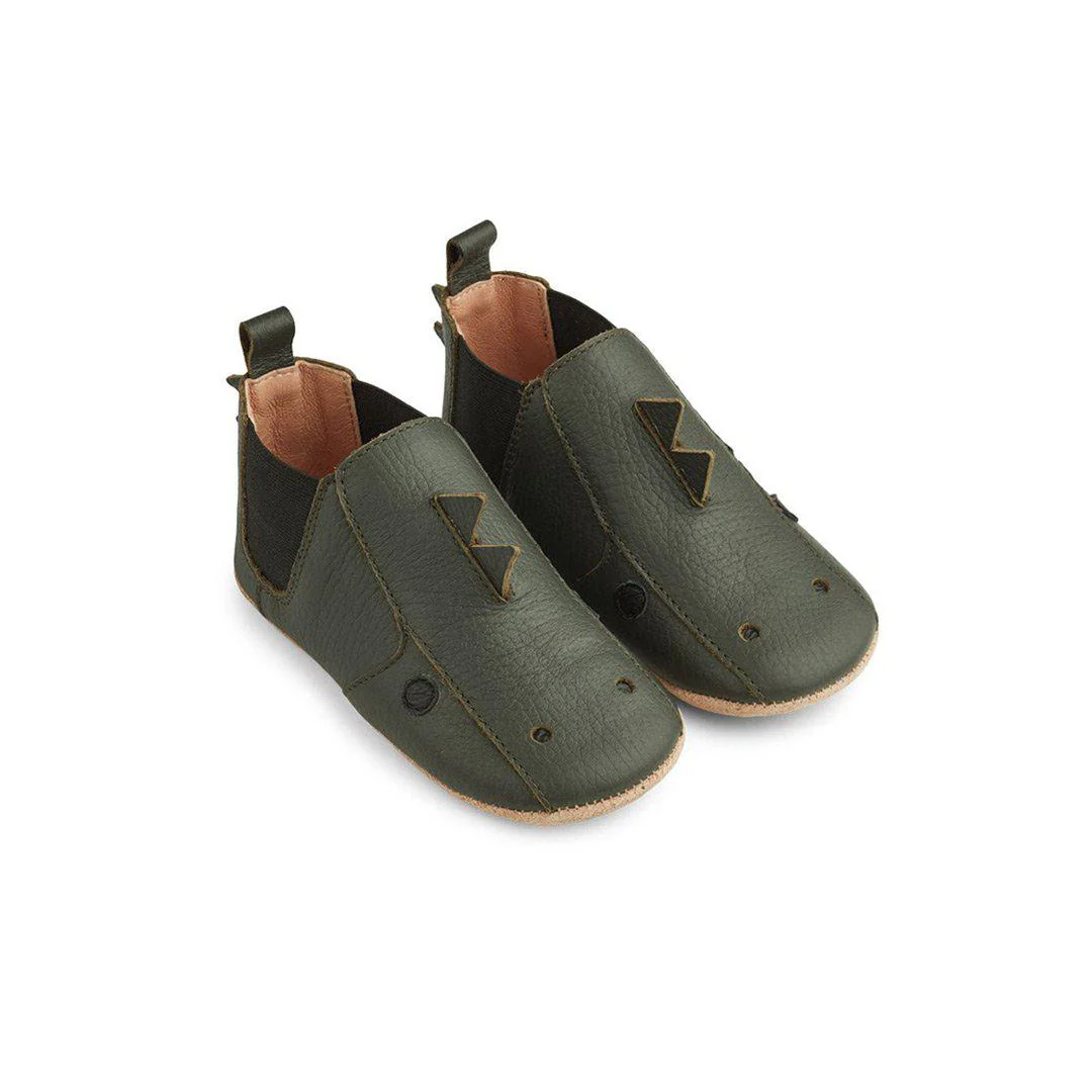 Liewood Edith Leather Slippers - Dino - Hunter Green - Image 2